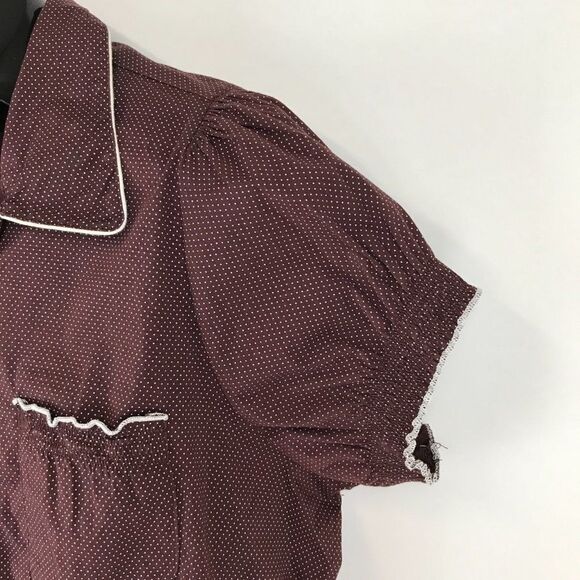 Torrid Polka Dot Button Down Shirt Women's Plus Size 2/2X Pockets Smocked Cotton - Picture 3 of 10